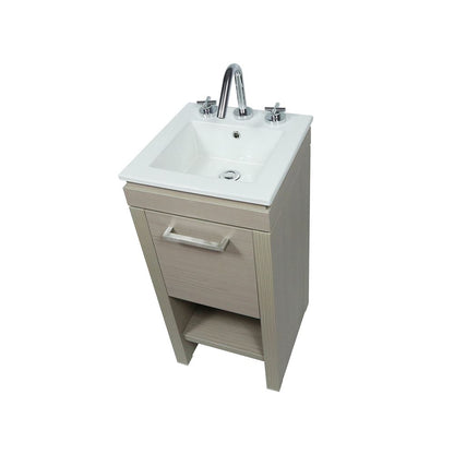 Bellaterra Home 500137-EP 16" Light Gray Single Sink Vanity With White Ceramic Top
