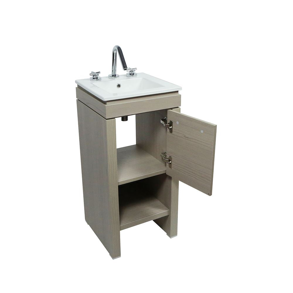 Bellaterra Home 500137-EP 16" Light Gray Single Sink Vanity With White Ceramic Top