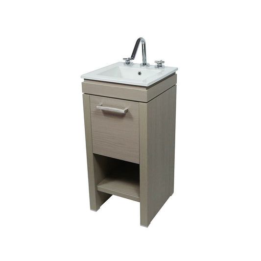 Bellaterra Home 500137-EP 16" Light Gray Single Sink Vanity With White Ceramic Top