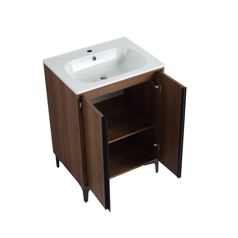 Bellaterra Home 500603-24 24" Brown Walnut Single Sink Vanity