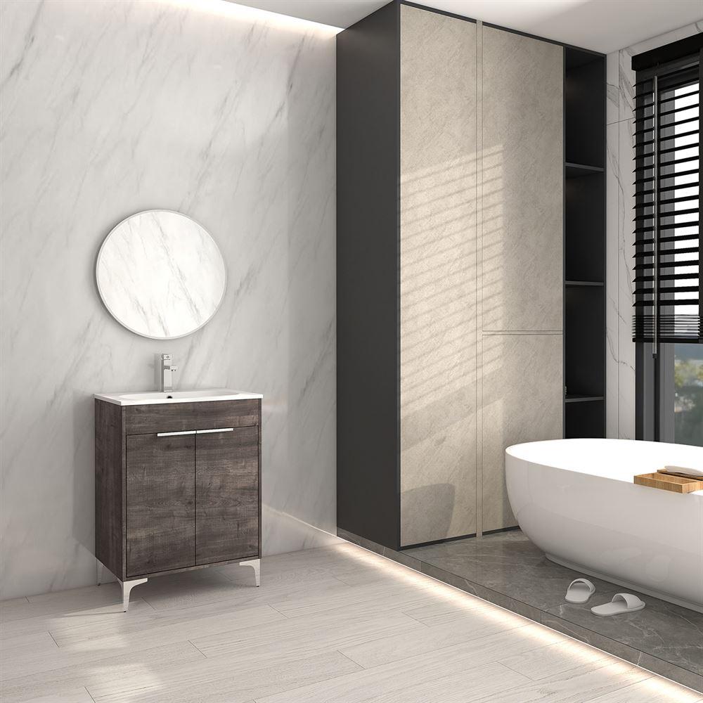 Bellaterra Home 500604-24 24" Gray Oak Single Sink Vanity