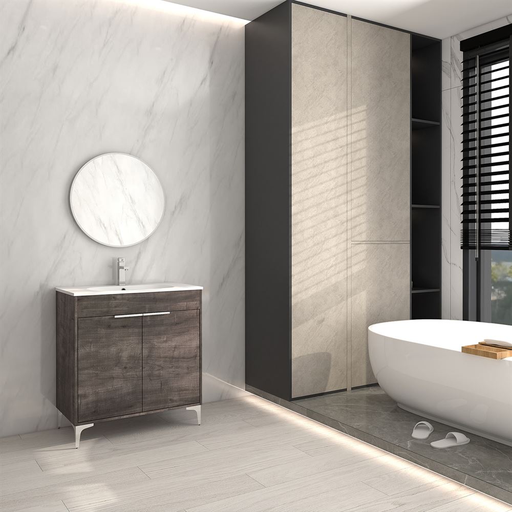 Bellaterra Home 500604-30 30" Gray Oak Single Sink Vanity