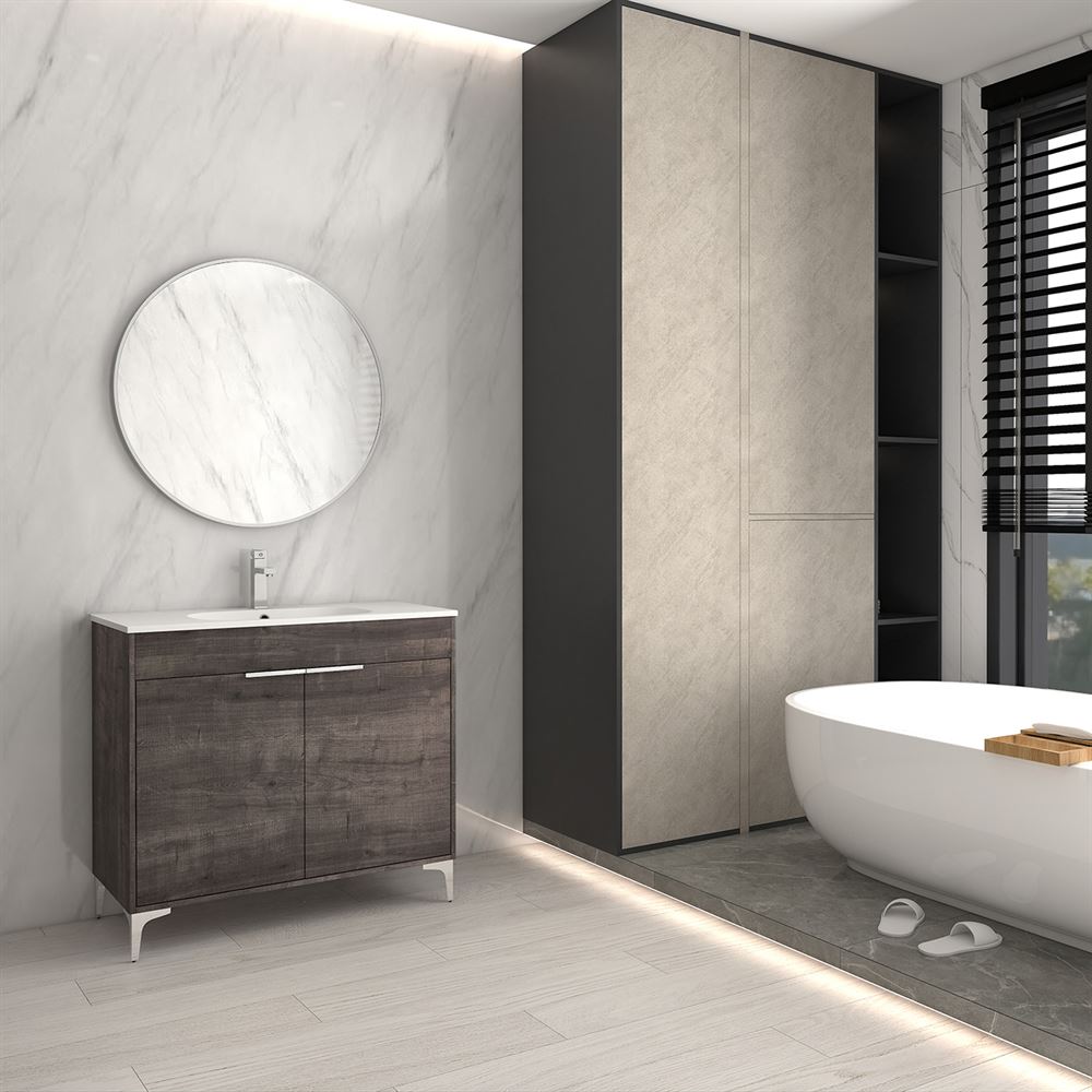 Bellaterra Home 500604-36 36" Gray Oak Single Sink Vanity