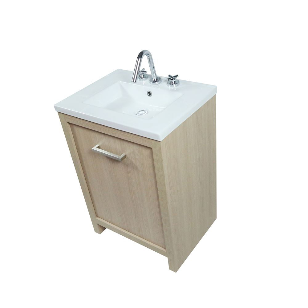 Bellaterra Home 502001C-24-CO 24" Neutral Finish Single Sink Vanity With White Ceramic Top