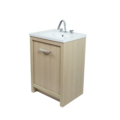 Bellaterra Home 502001C-24-CO 24" Neutral Finish Single Sink Vanity With White Ceramic Top