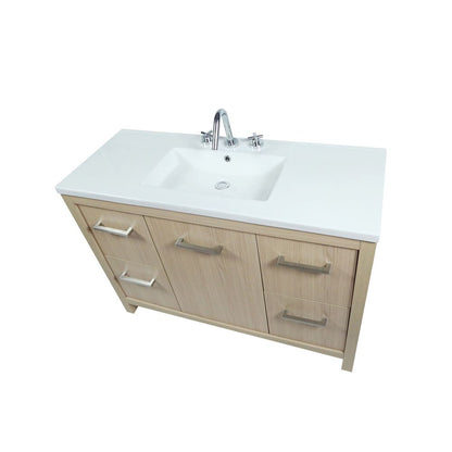 Bellaterra Home 502001C-48S-CO 48" Neutral Finish Single Sink Vanity With White Ceramic Top