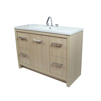 Bellaterra Home 502001C-48S-CO 48" Neutral Finish Single Sink Vanity With White Ceramic Top