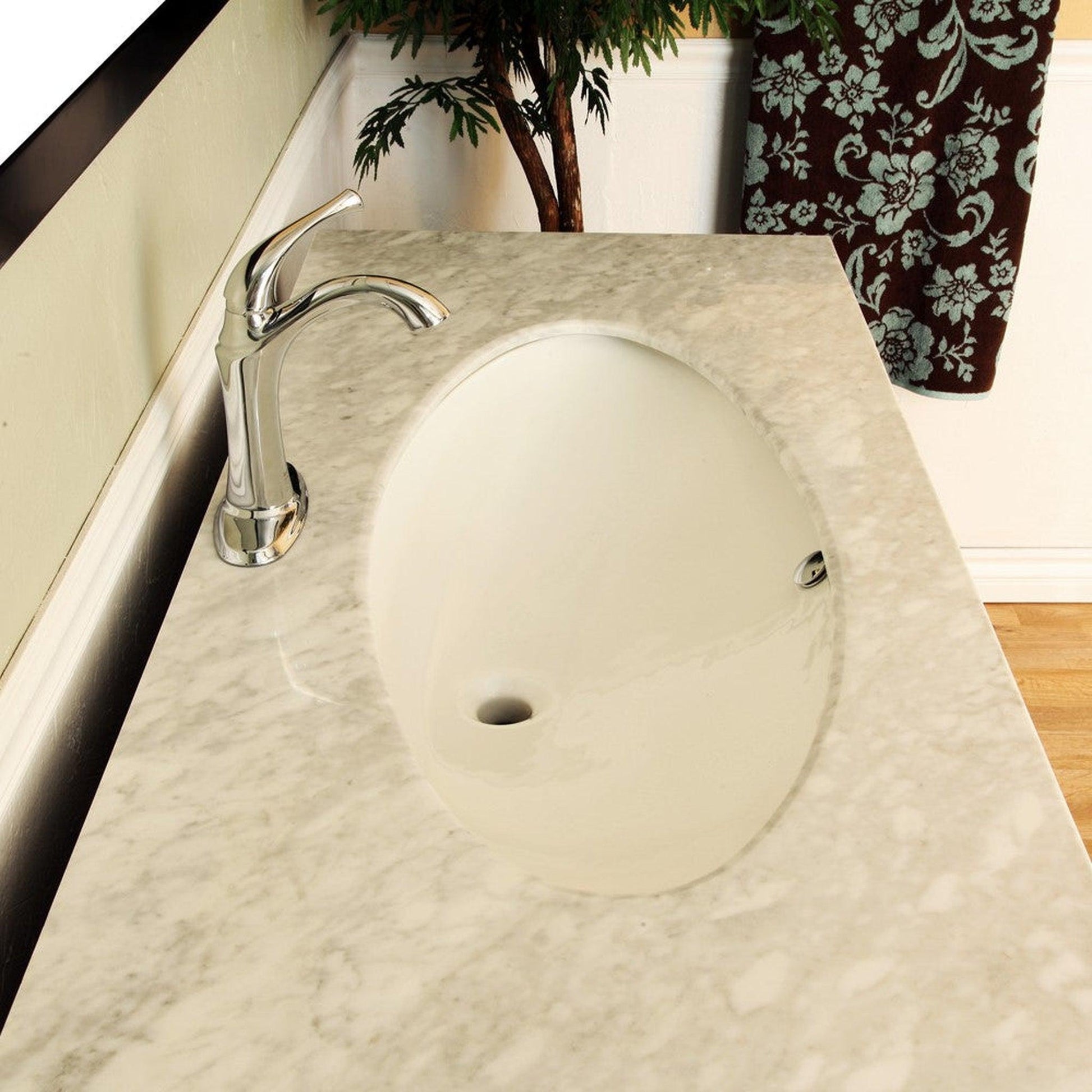 Bellaterra Home 55" 2-Door 1-Drawer Walnut Freestanding Vanity Set With Vitreous China Undermount Rectangular Sink and White Carrara Marble Top