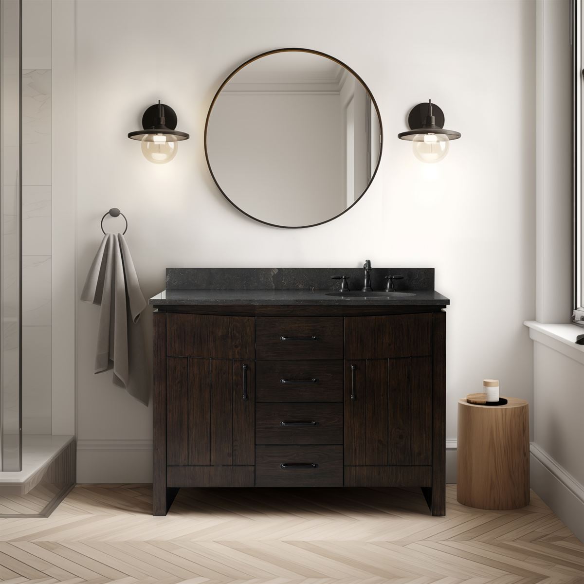 Bellaterra Home 6001R-48-DW-BLS 48" Natural Fir Wood Veneer Single Sink Vanity