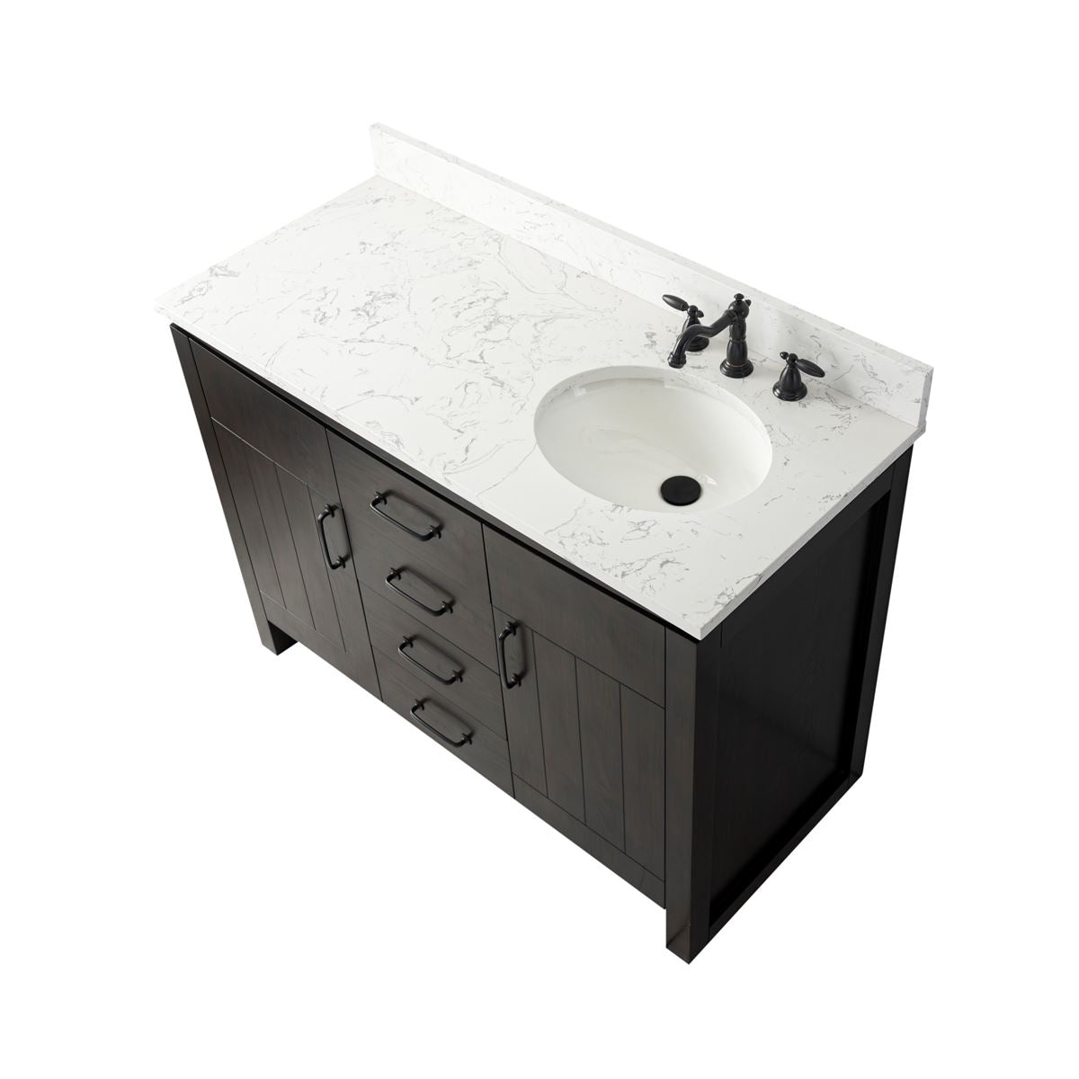 Bellaterra Home 6001R-48-DW-EGS 48" Natural Fir Wood Veneer Single Sink Vanity