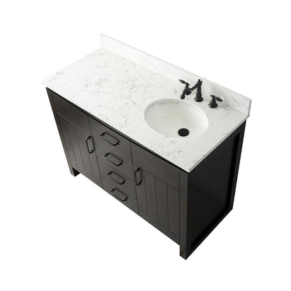 Bellaterra Home 6001R-48-DW-EGS 48" Natural Fir Wood Veneer Single Sink Vanity