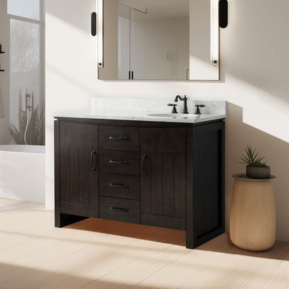 Bellaterra Home 6001R-48-DW-EGS 48" Natural Fir Wood Veneer Single Sink Vanity