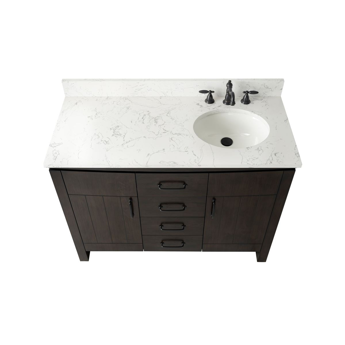 Bellaterra Home 6001R-48-DW-EGS 48" Natural Fir Wood Veneer Single Sink Vanity