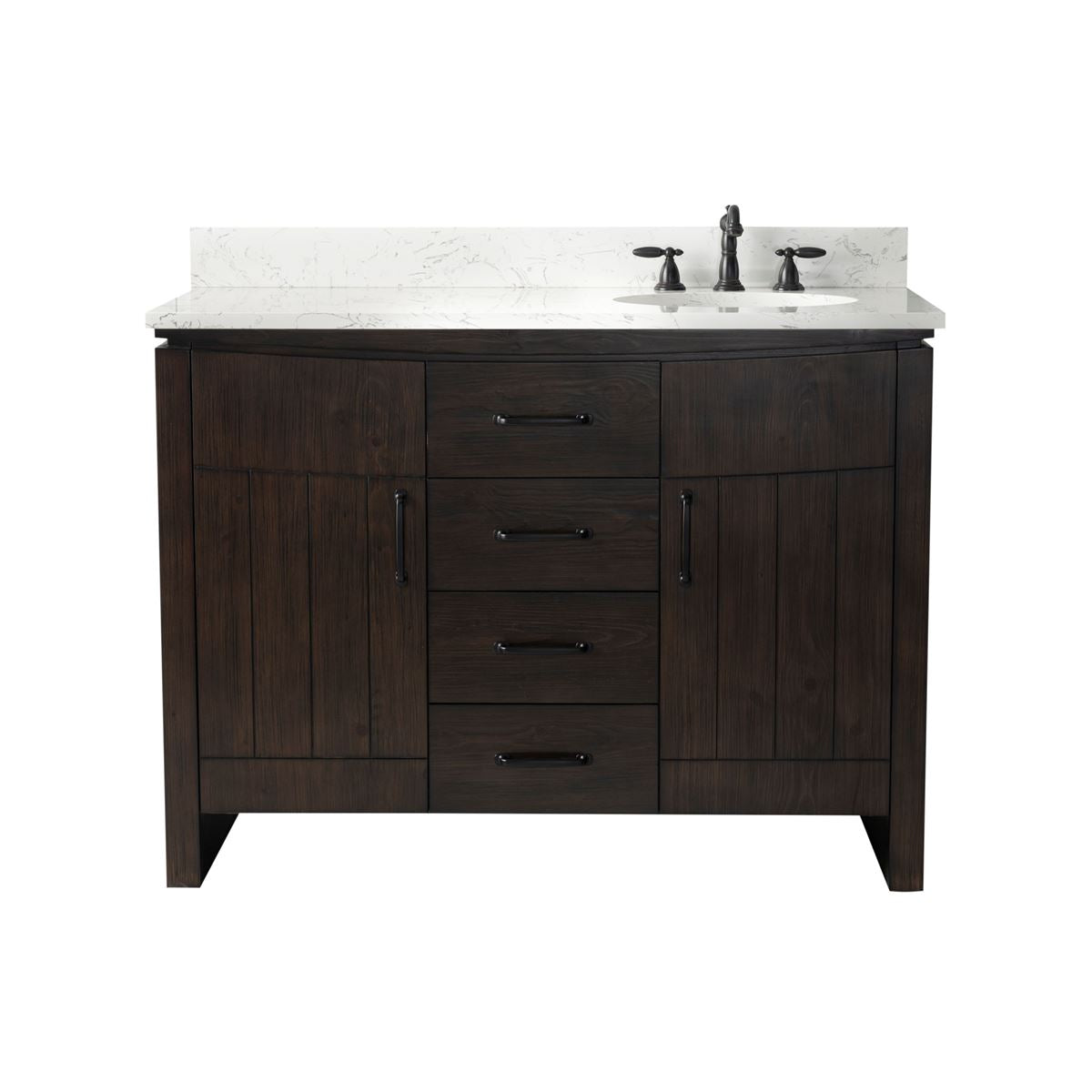 Bellaterra Home 6001R-48-DW-EGS 48" Natural Fir Wood Veneer Single Sink Vanity