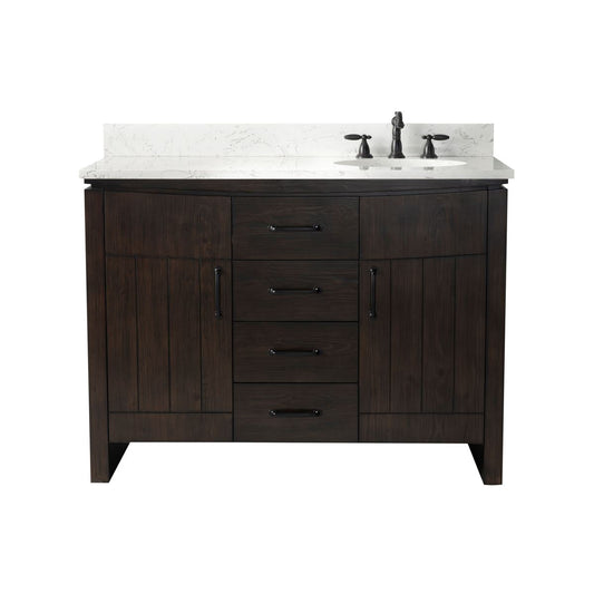 Bellaterra Home 6001R-48-DW-EGS 48" Natural Fir Wood Veneer Single Sink Vanity