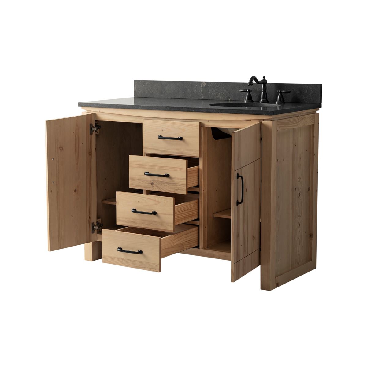 Bellaterra Home 6001R-48-NNL-BLS 48" Natural Fir Wood Veneer Single Sink Vanity