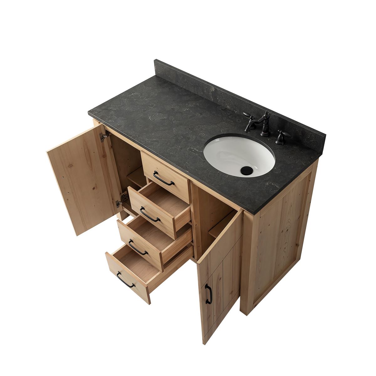 Bellaterra Home 6001R-48-NNL-BLS 48" Natural Fir Wood Veneer Single Sink Vanity