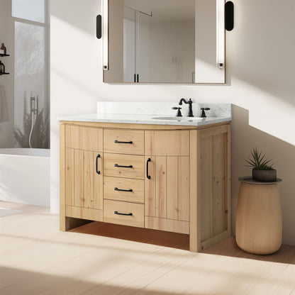 Bellaterra Home 6001R-48-NNL-EGS 48" Natural Fir Wood Veneer Single Sink Vanity