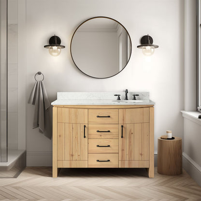 Bellaterra Home 6001R-48-NNL-EGS 48" Natural Fir Wood Veneer Single Sink Vanity