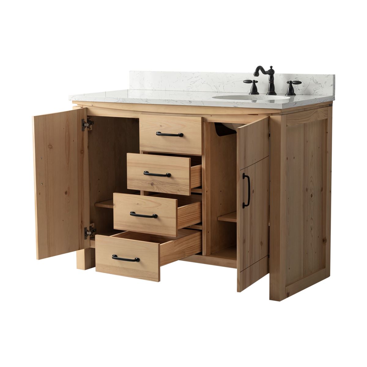 Bellaterra Home 6001R-48-NNL-EGS 48" Natural Fir Wood Veneer Single Sink Vanity