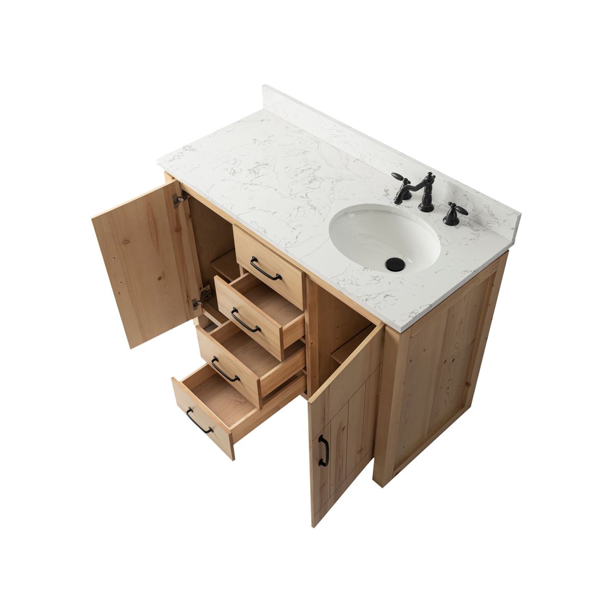 Bellaterra Home 6001R-48-NNL-EGS 48" Natural Fir Wood Veneer Single Sink Vanity