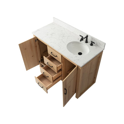 Bellaterra Home 6001R-48-NNL-EGS 48" Natural Fir Wood Veneer Single Sink Vanity