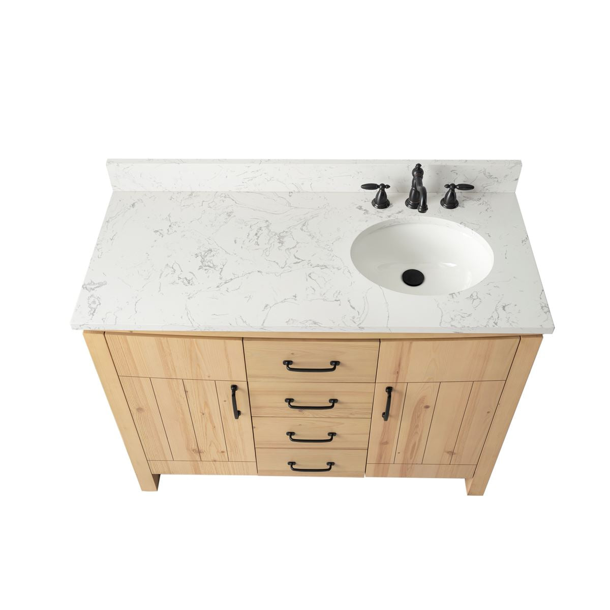 Bellaterra Home 6001R-48-NNL-EGS 48" Natural Fir Wood Veneer Single Sink Vanity