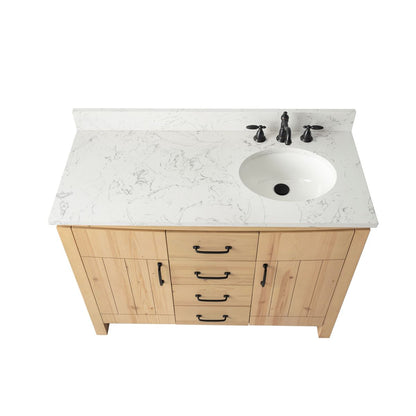 Bellaterra Home 6001R-48-NNL-EGS 48" Natural Fir Wood Veneer Single Sink Vanity