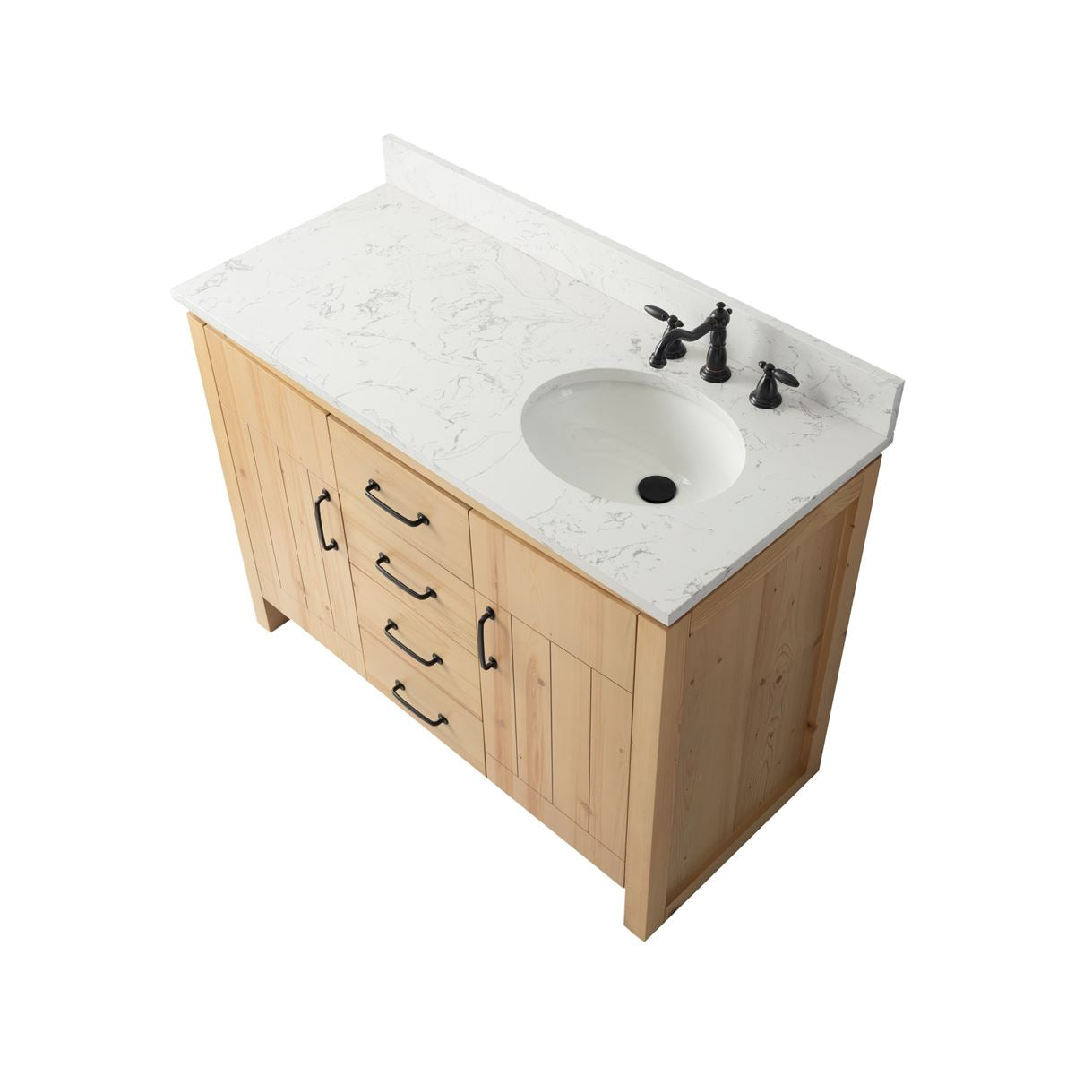 Bellaterra Home 6001R-48-NNL-EGS 48" Natural Fir Wood Veneer Single Sink Vanity