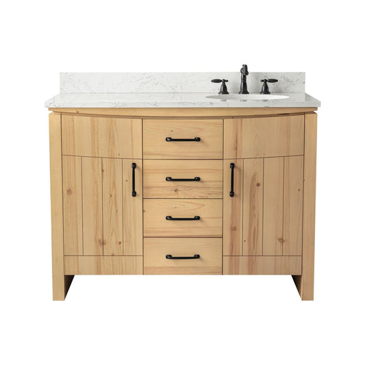 Bellaterra Home 6001R-48-NNL-EGS 48" Natural Fir Wood Veneer Single Sink Vanity