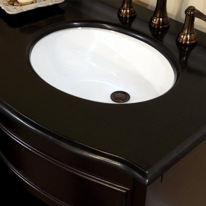 Bellaterra Home 62" 4-Door 4-Drawers Dark Mahogany Freestanding Vanity Set With UPC White Double Undermount Oval Sink and Black Galaxy Granite Top