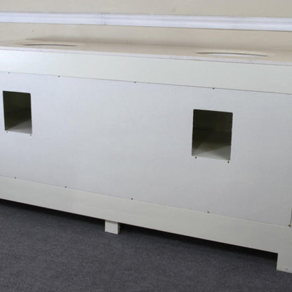 Bellaterra Home 72" 4-Door 3-Drawer Cream White Freestanding Vanity Set With White Ceramic Double Undermount Sink and Cream Marble Top