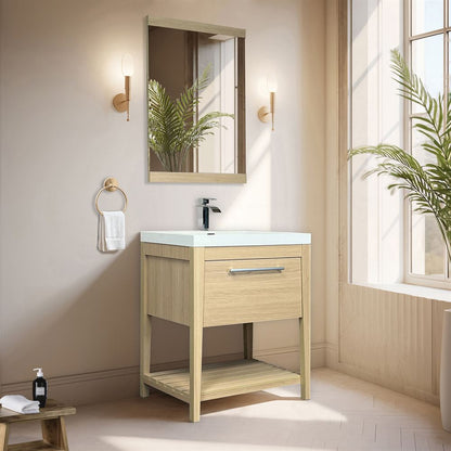 Bellaterra Home 804353V-CO 32" Neutral Finish Single Sink Vanity With White Composite Granite Top