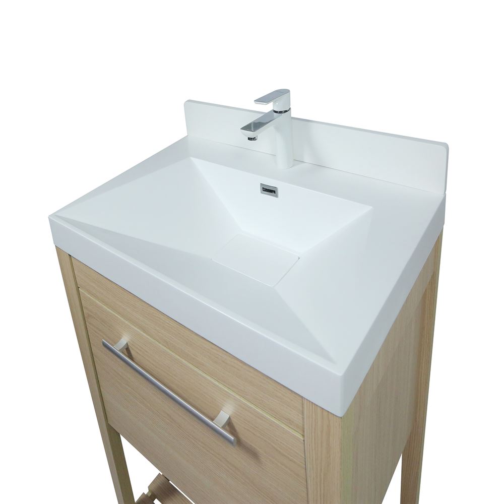 Bellaterra Home 804353V-CO 32" Neutral Finish Single Sink Vanity With White Composite Granite Top