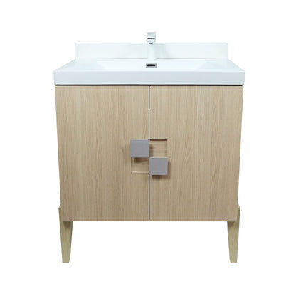 Bellaterra Home 804366V-CO 32" Neutral Finish Single Sink Vanity With White Composite Granite Top