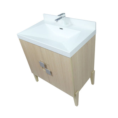 Bellaterra Home 804366V-CO 32" Neutral Finish Single Sink Vanity With White Composite Granite Top