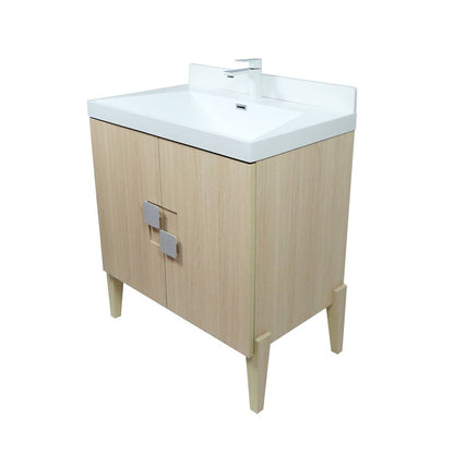 Bellaterra Home 804366V-CO 32" Neutral Finish Single Sink Vanity With White Composite Granite Top