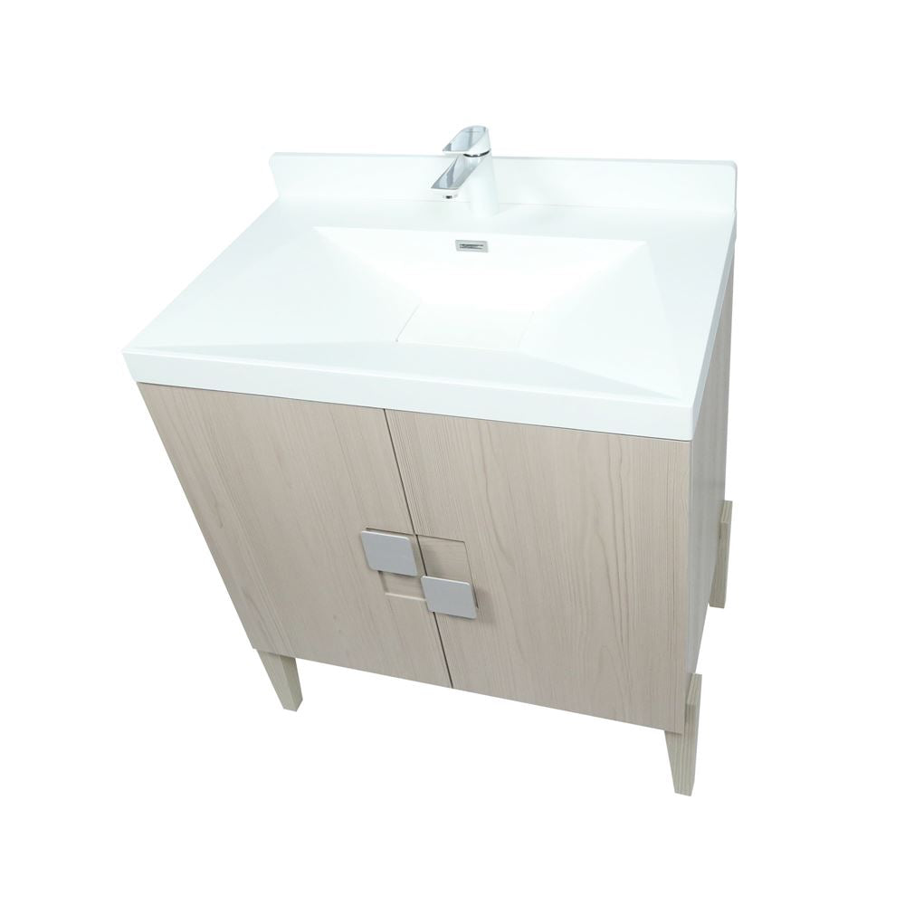 Bellaterra Home 804366V-EP 32" Light Gray Single Sink Vanity With White Composite Granite Top
