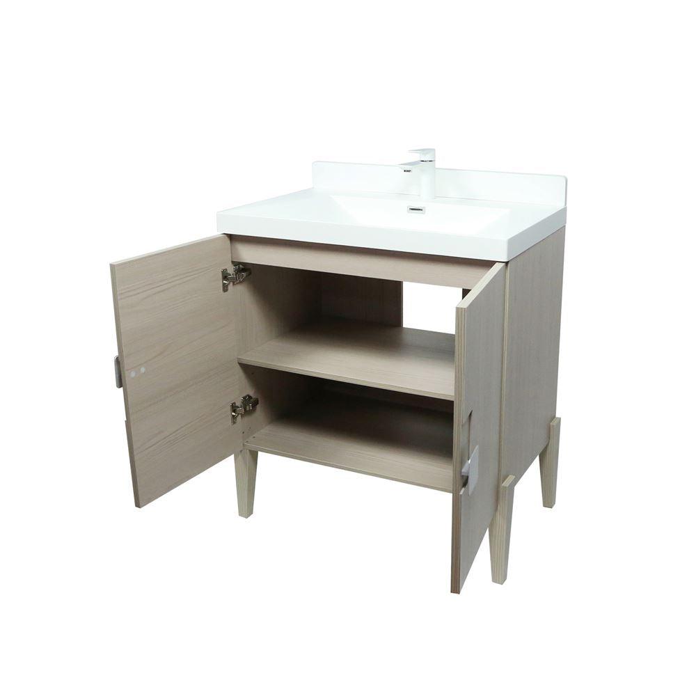 Bellaterra Home 804366V-EP 32" Light Gray Single Sink Vanity With White Composite Granite Top