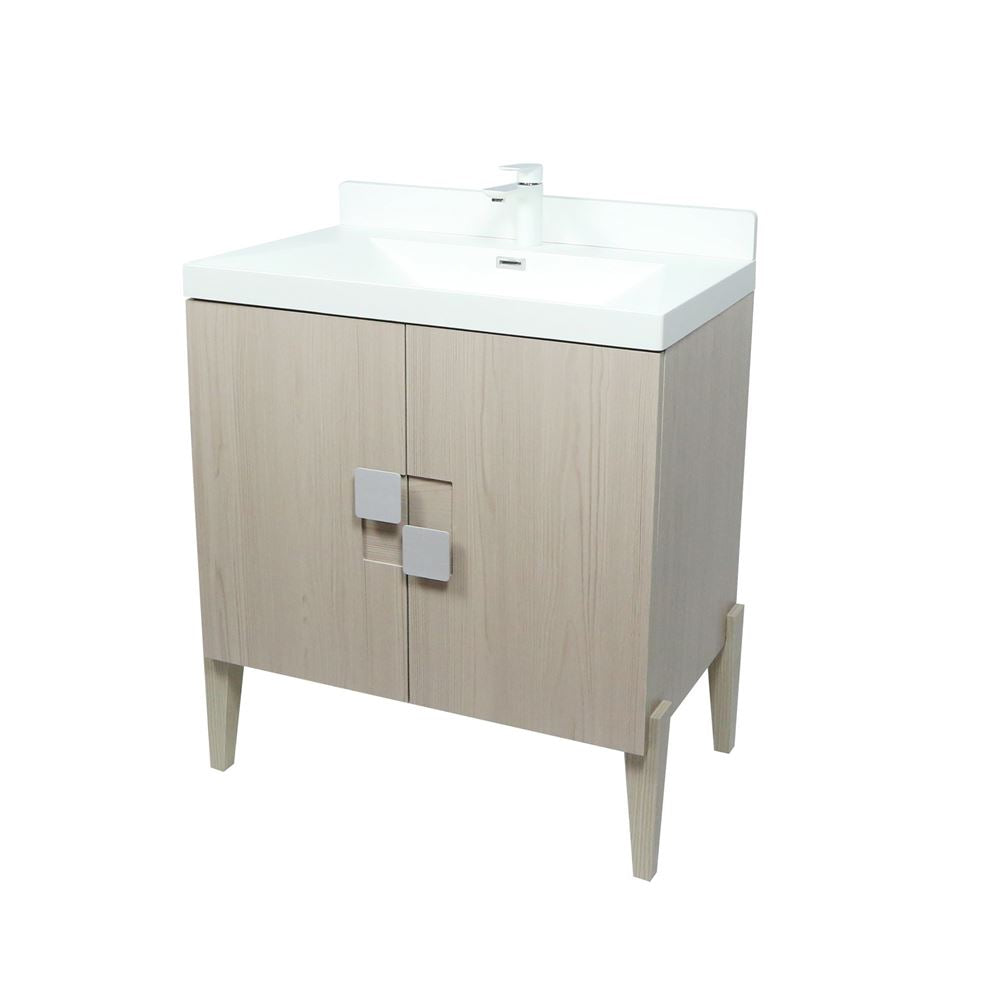 Bellaterra Home 804366V-EP 32" Light Gray Single Sink Vanity With White Composite Granite Top