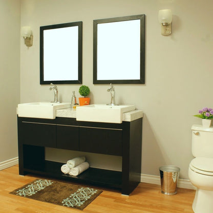 Bellaterra Home 804375A-BL 58" Black Wood Double Sink Vanity