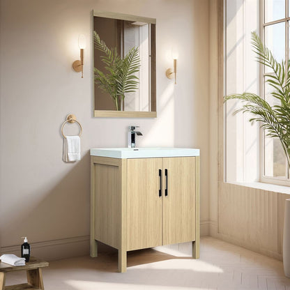 Bellaterra Home 804381V-CO 32" Neutral Finish Single Sink Vanity With White Composite Granite Top