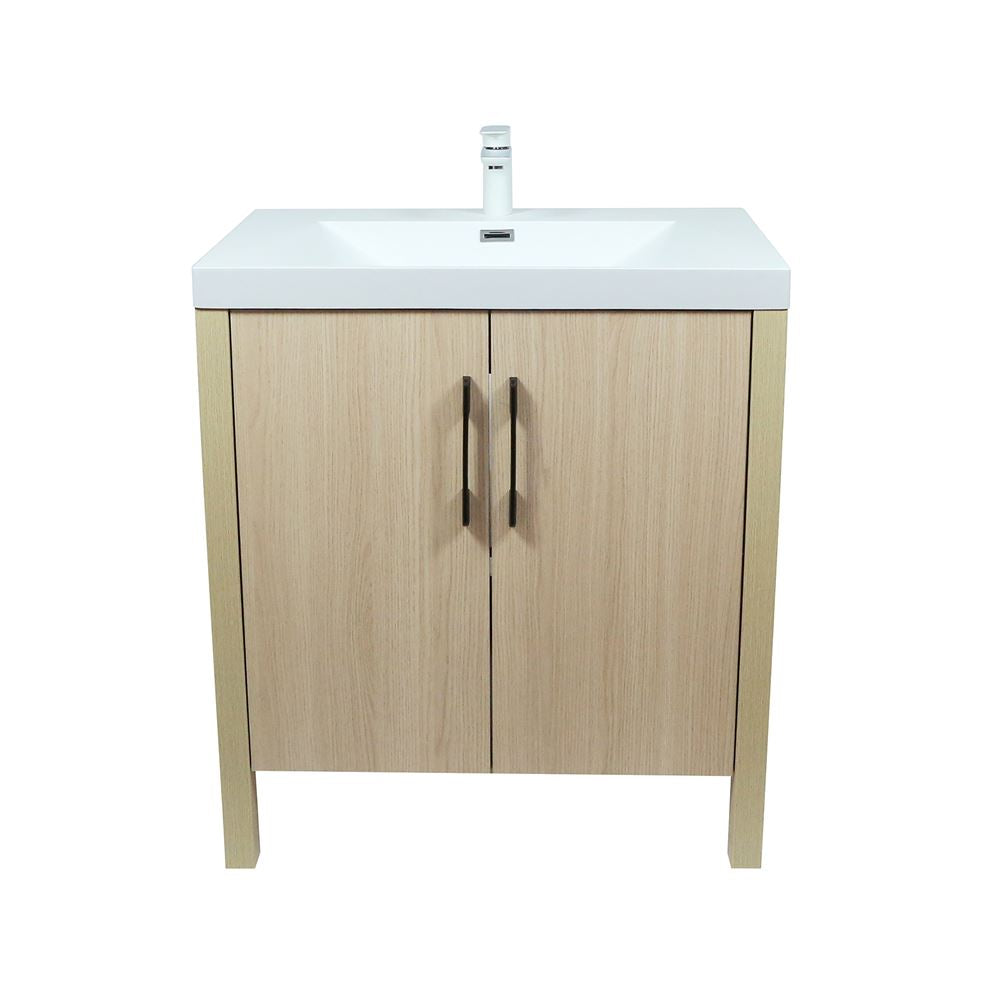 Bellaterra Home 804381V-CO 32" Neutral Finish Single Sink Vanity With White Composite Granite Top