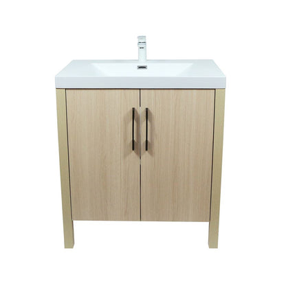 Bellaterra Home 804381V-CO 32" Neutral Finish Single Sink Vanity With White Composite Granite Top
