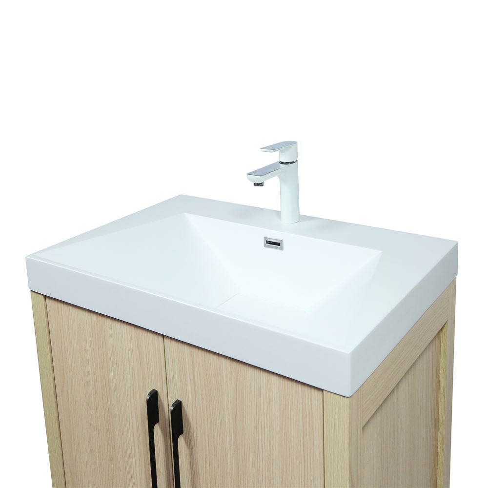 Bellaterra Home 804381V-CO 32" Neutral Finish Single Sink Vanity With White Composite Granite Top