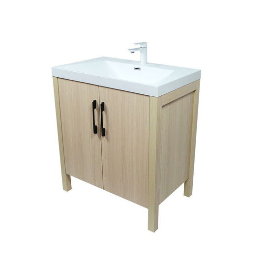 Bellaterra Home 804381V-CO 32" Neutral Finish Single Sink Vanity With White Composite Granite Top