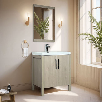 Bellaterra Home 804381V-EP 32" Light Gray Single Sink Vanity With White Composite Granite Top