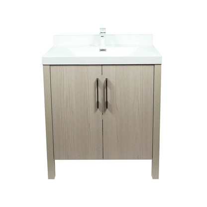 Bellaterra Home 804381V-EP 32" Light Gray Single Sink Vanity With White Composite Granite Top