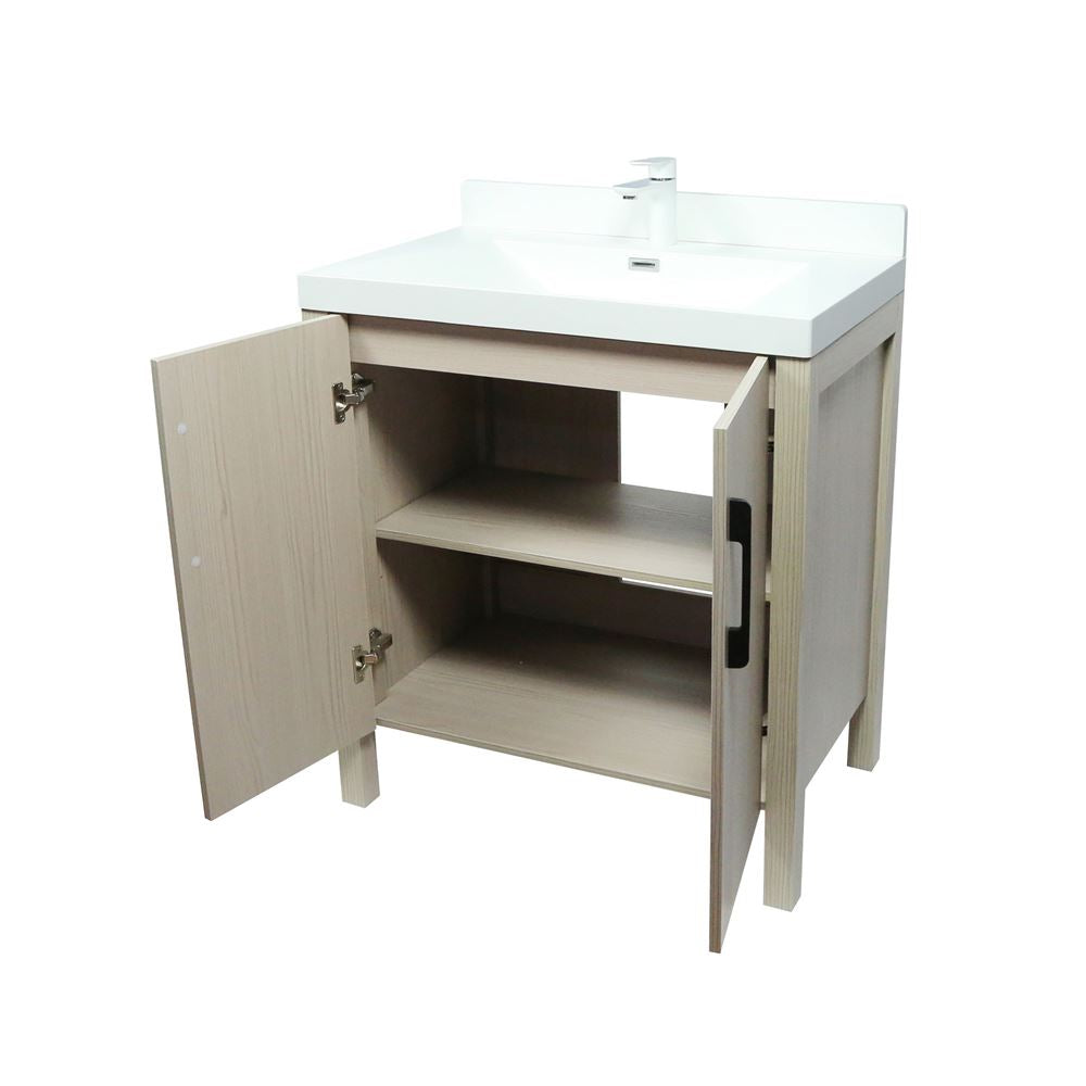 Bellaterra Home 804381V-EP 32" Light Gray Single Sink Vanity With White Composite Granite Top