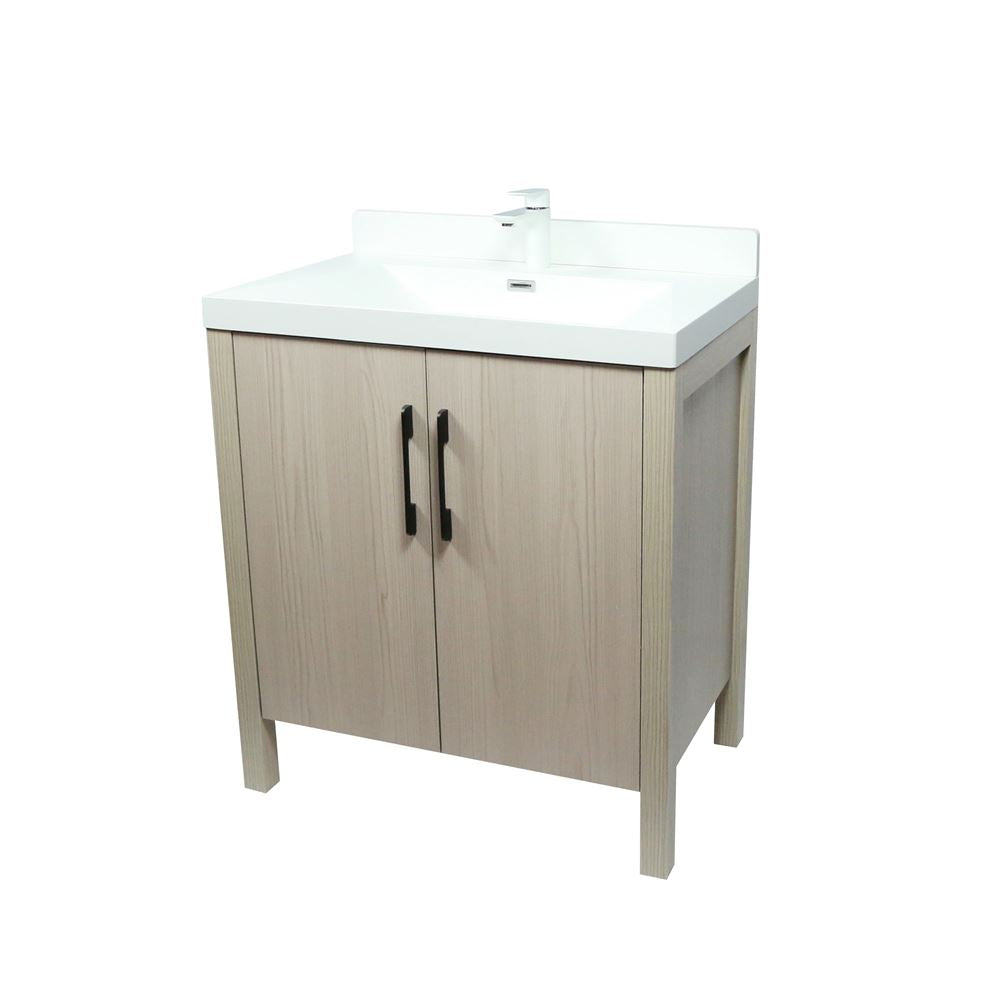 Bellaterra Home 804381V-EP 32" Light Gray Single Sink Vanity With White Composite Granite Top